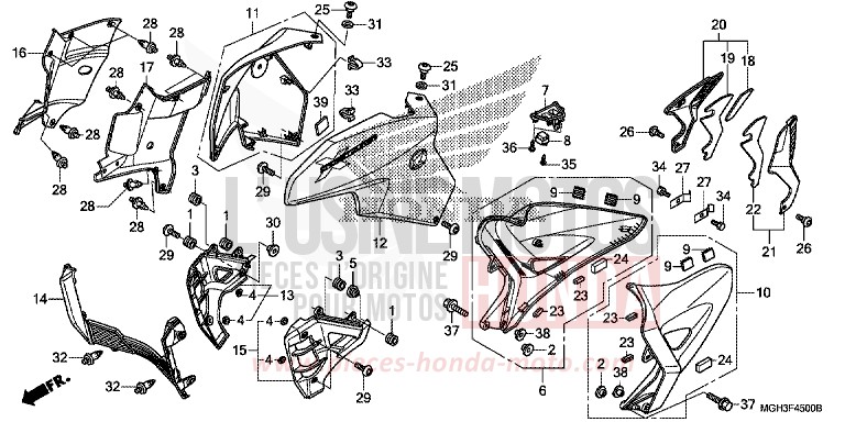CARENAGE MILIEU de VFR1200X "Crosstourer" DCT DEGITAL SILVER METALLIC (NHA30) 2012
